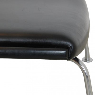 Ox Chair Foot Stool in Black Leather by Hans Wegner