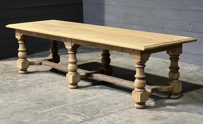 Large French Farmhouse Dining Table in Bleached Oak 1925 for sale at Pamono