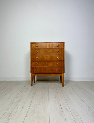 Small Vintage Danish Bow Front Dresser in Teak 1960s