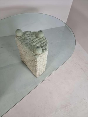 Natural Mactan Stone Dining Table with Glass Top, 1980s for sale