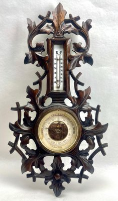 BAROMÈTRE THERMOMÈTRE ANCRE de bateau ancien en bois