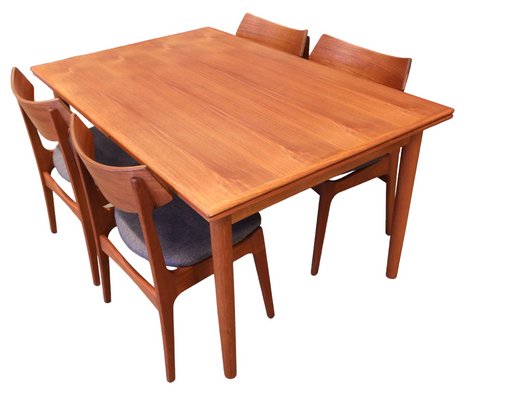 Danish Dining Table in Teak with Double Pull-Out Tops, 1960s