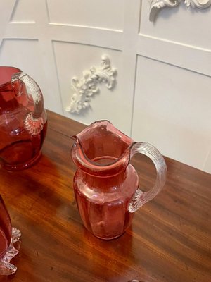 Antique Victorian Cranberry Glass Items, 1880, Set of 7 for sale