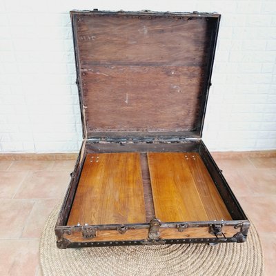 SOLD – Vintage / Industrial Steamer Trunk Coffee Table – The Artisan  Markets Furniture