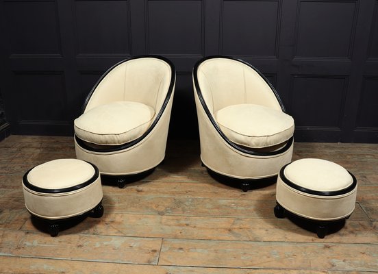 French Art Deco Salon Chairs in the Style of Ruhlman 1925 Set of