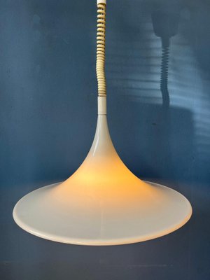 Mid Century Space Age White Witch Hat Pendant Lamp for sale at Pamono