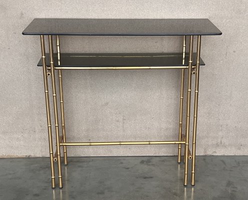 Mid-Century Italian Modern Faux Bamboo & Gilt Metal Console with