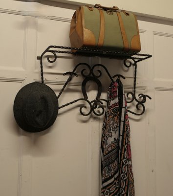French Wrought Iron Wall Hanging Rack for Coats and Tack on a Horse Riding  Theme , 1920s for sale at Pamono
