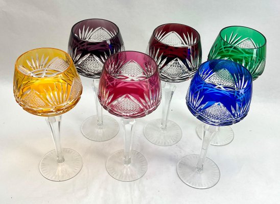 Vintage Regency Emerald Cut Crystal Wine Glasses - Set of 12