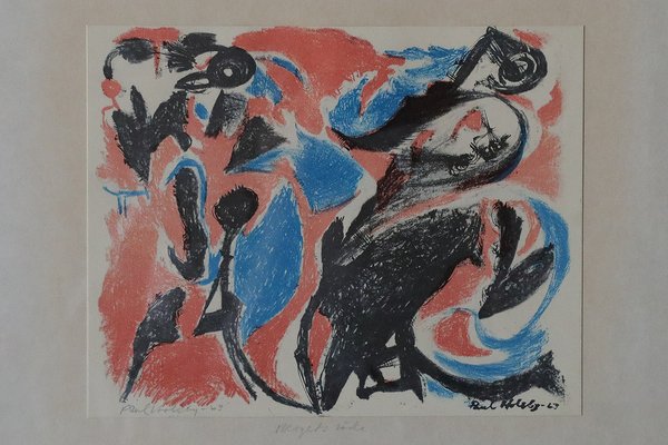 Paul Holsby, Mountain's Red, Color Lithograph, 1963, Framed for