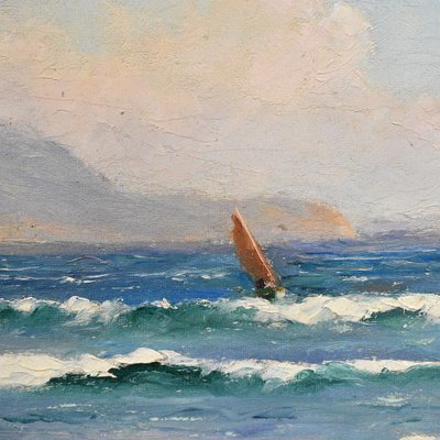 Luigi Lanza, Cote d'Azur Seascape, Early 20th Century, Oil