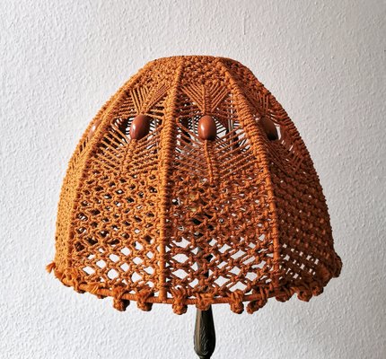 Mid-Century Table Lamp with Crocheted Lampshade, 1960s for sale at