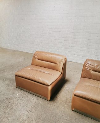 Cognac Leather P10 Lounge Chairs by Alberto Rosselli for Saporiti