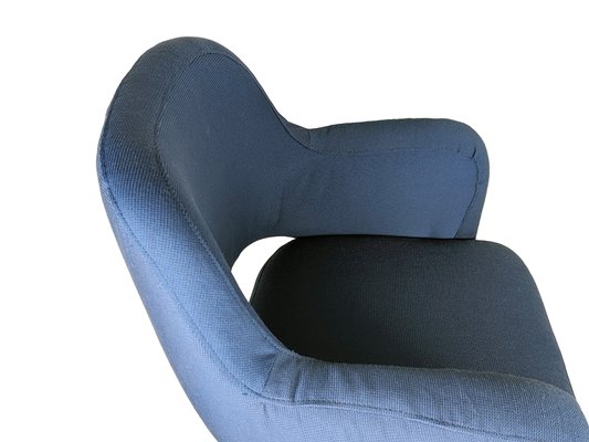 Italian Blue Fabric and Metal Swivel Desk Chair 1960s 1970s for