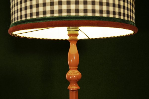 Red Metal Floor Lamp with Cylindrical Lampshade from Houl s for