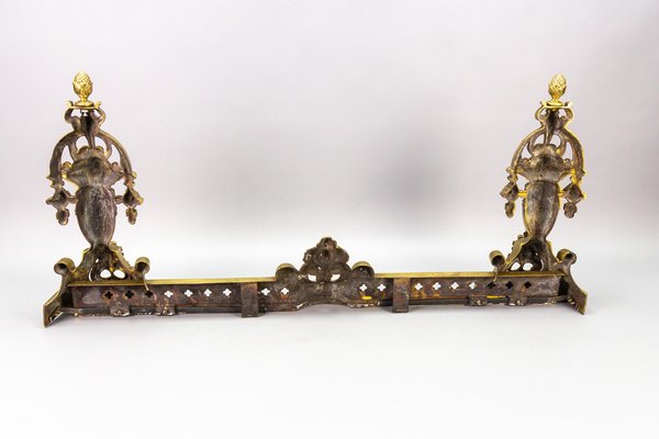 French Neoclassical Style Bronze Fireplace Fenders, 1920s, Set of
