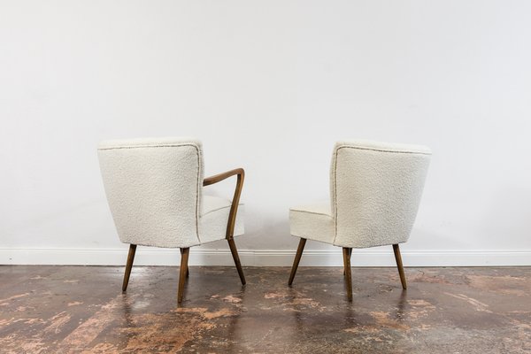 White Boucle Cocktail Chairs 1950s Set of 2 for sale at Pamono