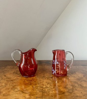 Antique Victorian Cranberry Glasses, 1880, Set of 18 for sale at