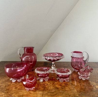 Antique Victorian Cranberry Glasses, Set of 16 for sale at Pamono