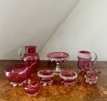 Antique Victorian Cranberry Glasses, Set of 16 for sale at Pamono