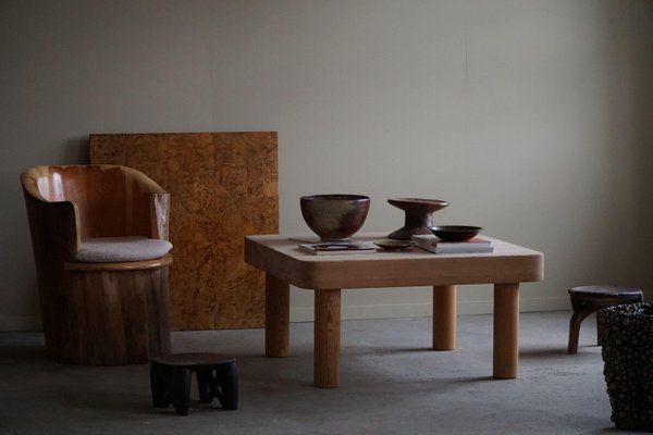 Danish Modern Square Coffee Table in Pine with Chunky Legs