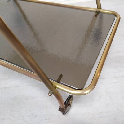 Carrello bar vintage in ottone effetto bambù, anni '60