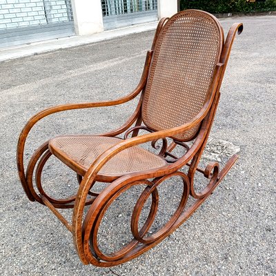 Curved Wooden Rocking Chair for sale at Pamono