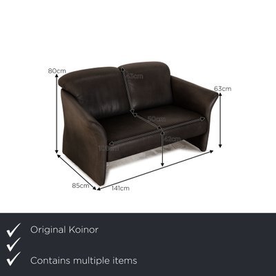 2 Seater Sofas in Anthracite Leather from Koinor Set of 2 for