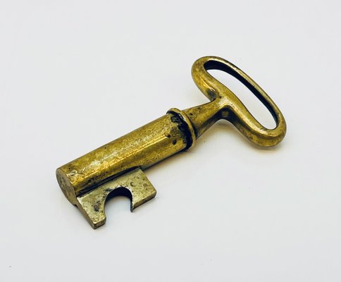 Mid-Century Brass Key Corkscrew and Bottle Opener attributed to