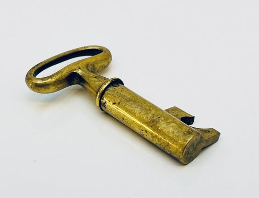 Italian Brass Beer Bottle Opener and Cork Screw. Vintage Brass Key