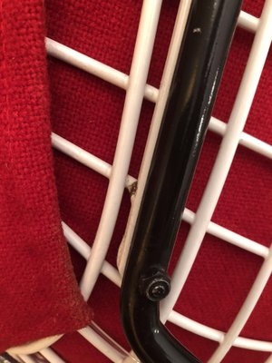 Side Chair with Red Hopsack Upholstery by Harry Bertoia for Knoll