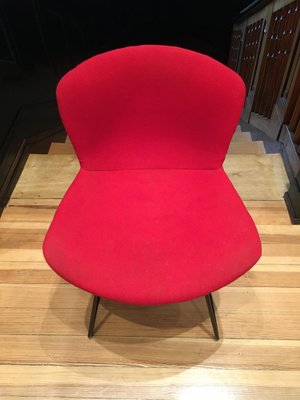 Side Chair with Red Hopsack Upholstery by Harry Bertoia for Knoll