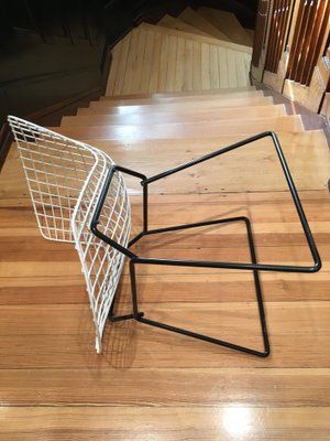 Side Chair with Red Hopsack Upholstery by Harry Bertoia for Knoll