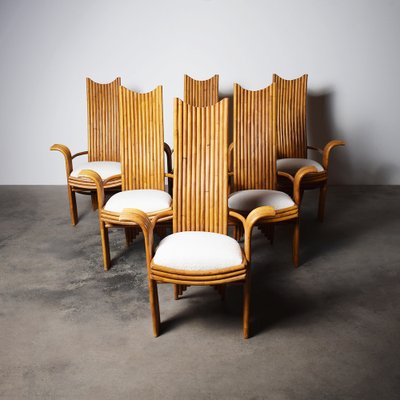 Vintage Highback Bamboo Dining Chairs 1970s Set of 6 for sale at