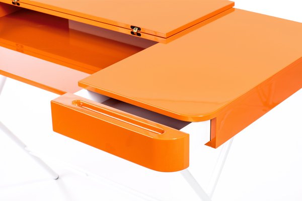 Scrivania In Acrilico Arancione Trasparente Per Computer Portatile – Tavolo Moderno Con Deflettori Allargati, Per Ufficio E Studio - 2