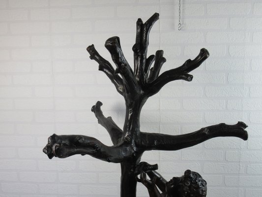Appendiabiti in legno intagliato con albero e due putti in vendita su Pamono