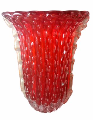 Vintage Italian Red Murano Glass Vase from Barovier & Toso