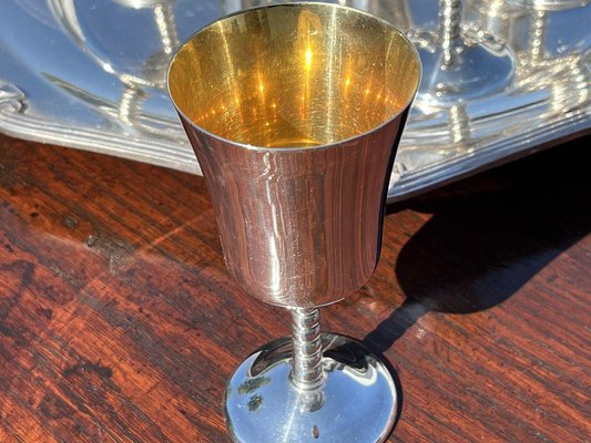 English Silver-Plated Goblets on Tray, Set of for sale at Pamono