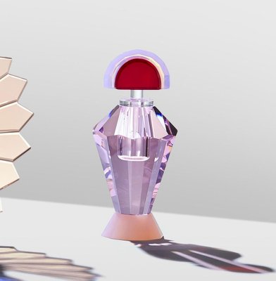 Colorful Crystal Perfume Flacon in Hand-Sculpted Crystal for sale at Pamono