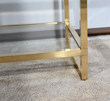 Brass and Glass Shelf in the style of Pierre Vandel, 1970s for