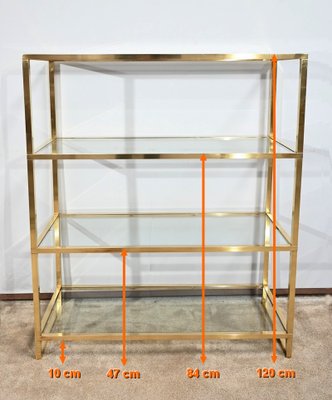 Brass and Glass Shelf in the style of Pierre Vandel, 1970s for