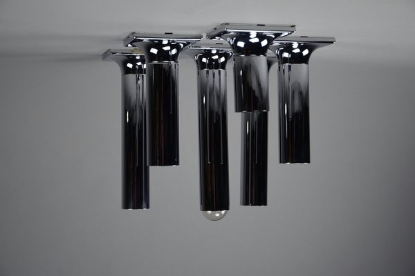 Chroome Ceiling Lamps attributed to Rolf Krüger for Staff, 1960s Chroome Ceiling Lamps attributed to Rolf Krüger for Staff, 1960s