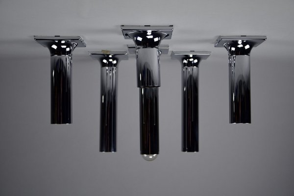 Chroome Ceiling Lamps attributed to Rolf Krüger for Staff, 1960s