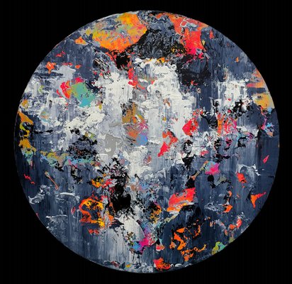 Circular abstract acrylic painting on round stretched canvas. Original  Abstract Painting On Canvas, Contemporary Wall Art, Modern art