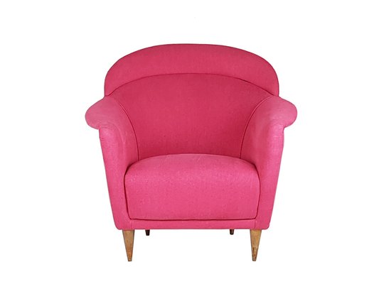 Italian Pink Upholstered Armchair 1950s for sale at Pamono