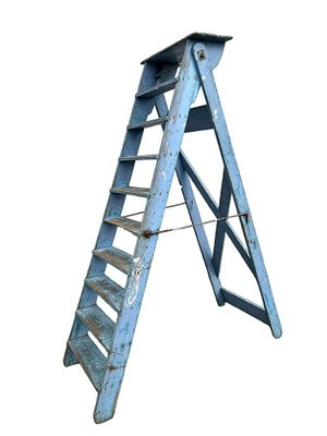 Blue Painted Chinese Bamboo Ladder Blue Painted Chinese Bamboo Ladder