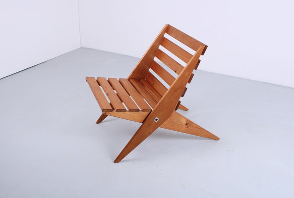 Pine Folding Chair in the style of Pastoe, 1960s for sale at Pamono