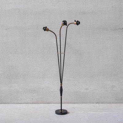 Mid Century Swedish Adjustable Brass 3 Way Floor Lamp for sale at