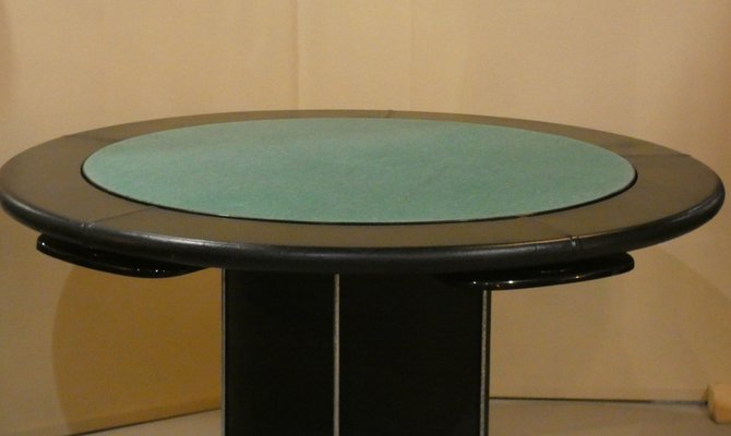 Game Table in Leather and Steel, Italy, 1970s for sale at Pamono