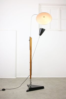 Mid-Century Italian Aluminum & Wood Floor Lamp with Mid-Century Italian Aluminum & Wood Floor Lamp with